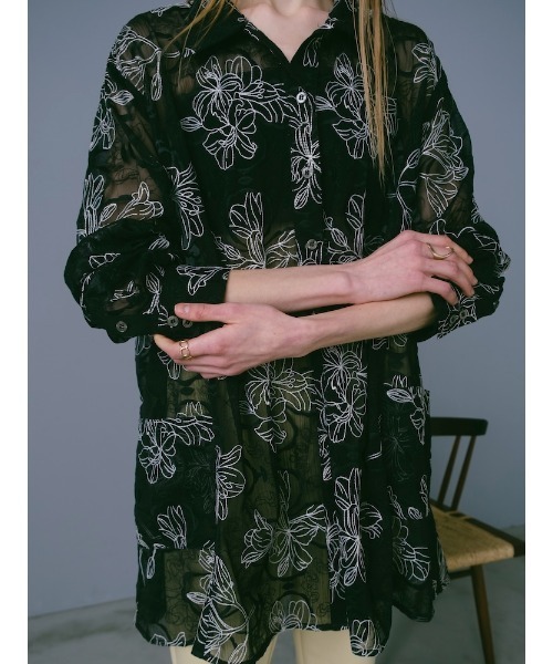 sahara(サハラ)の「Flower Embroidery Over Shirt/フラワーエンブロイダリーオーバーシャツ(シャツ/ブラウス・レディース・ブラック/アイボリー/ピンク・FREE)」の20枚目の写真