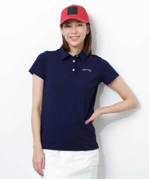 PING（ピン）の「【PING APPAREL】ＥＰＩＸ変形ストレッチサッカー半袖ポロシャツ（ポロシャツ・レディース・ネイビー/ホワイト/レッド・L/M/S/LL）」の2枚目の写真