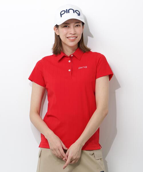 PING（ピン）の「【PING APPAREL】ＥＰＩＸ変形ストレッチサッカー半袖ポロシャツ（ポロシャツ・レディース・ネイビー/ホワイト/レッド・L/M/S/LL）」の3枚目の写真