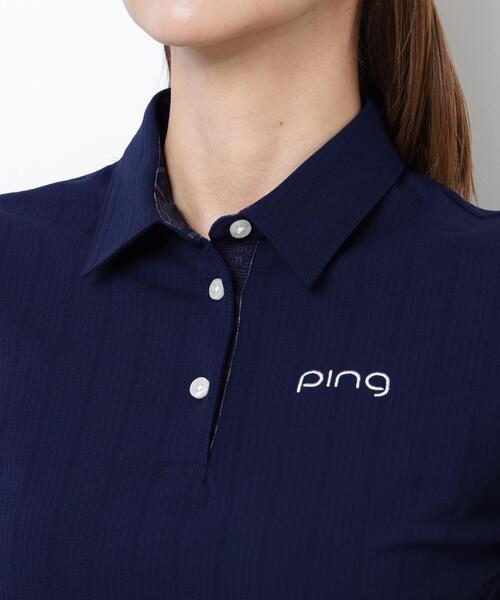 PING（ピン）の「【PING APPAREL】ＥＰＩＸ変形ストレッチサッカー半袖ポロシャツ（ポロシャツ・レディース・ネイビー/ホワイト/レッド・L/M/S/LL）」の9枚目の写真