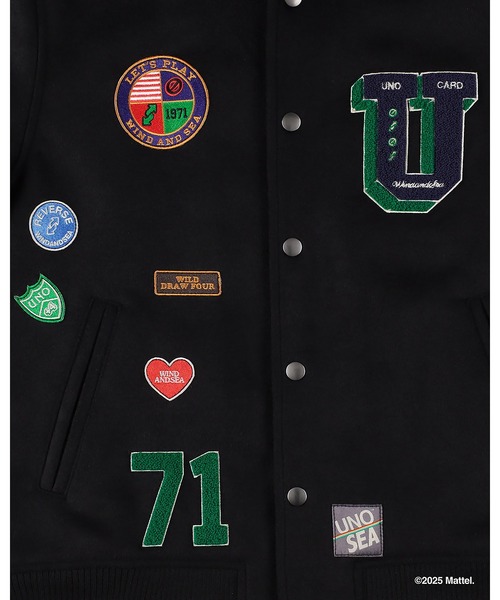 WIND AND SEA(ウィンダンシー)の「UNO x WDS MELTON JACKET(スタジャン・メンズ・ブラック/エンジ・S/L/XL/M)」の7枚目の写真