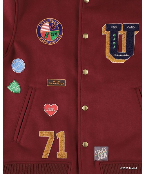 WIND AND SEA(ウィンダンシー)の「UNO x WDS MELTON JACKET(スタジャン・メンズ・ブラック/エンジ・S/L/XL/M)」の12枚目の写真