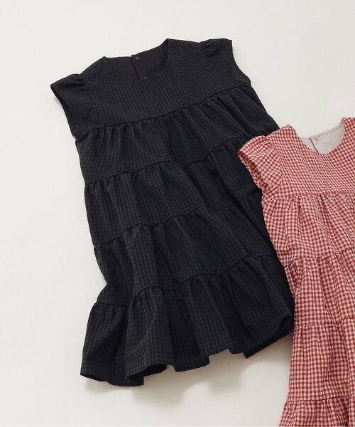 BREEZE（ブリーズ）の「【リンク】ギンガムチェックティアードワンピ（ワンピース・キッズ・ブラック/レッド・120/130/140/100/90）」の2枚目の写真