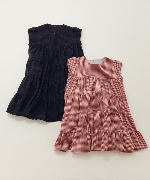 BREEZE（ブリーズ）の「【リンク】ギンガムチェックティアードワンピ（ワンピース・キッズ・ブラック/レッド・120/130/140/100/90）」の11枚目の写真