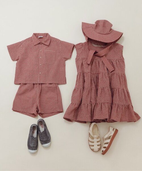 BREEZE（ブリーズ）の「【リンク】ギンガムチェックティアードワンピ（ワンピース・キッズ・ブラック/レッド・120/130/140/100/90）」の12枚目の写真