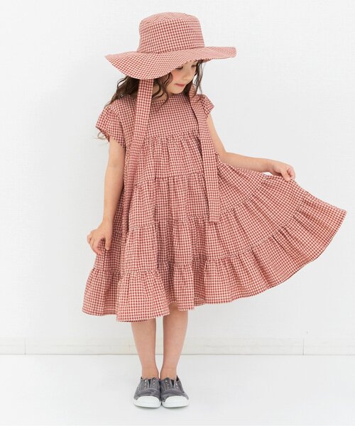 BREEZE（ブリーズ）の「【リンク】ギンガムチェックティアードワンピ（ワンピース・キッズ・ブラック/レッド・120/130/140/100/90）」の7枚目の写真