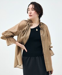 NOLLEY’S Sophi | ウォッシャブルシアーオーガンジーフリルネックブラウス(シャツ/ブラウス)