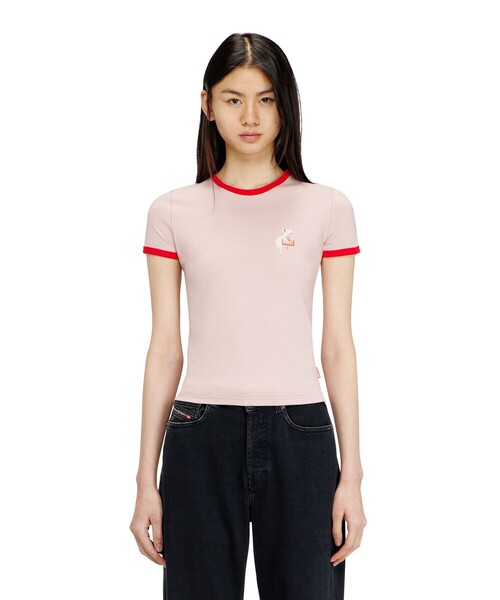 DIESEL(ディーゼル)の「ウィメンズ Tシャツ T-UNCUTIES-LONG-S12(Tシャツ/カットソー・レディース・ピンク・MEDIUM/SMALL/X-SMALL/X-LARGE/LARGE)」の4枚目の写真