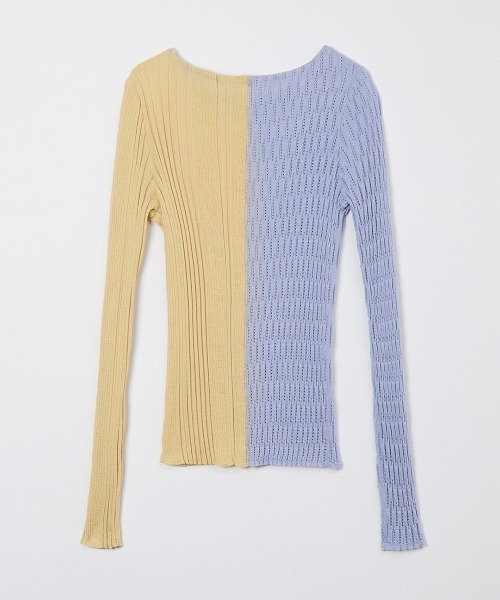 leinwande(ラインヴァンド)の「Mixture Rib Knitted Top / ミクスチャーリブニットトップ(Tシャツ/カットソー・レディース・ベージュ系/グレー/ブルー/ブラック・ONE SIZE)」の12枚目の写真
