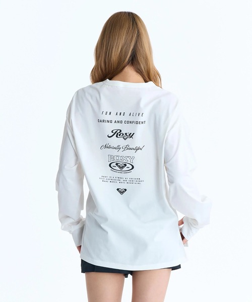 ROXY(ロキシー)の「ROXY ウィメンズ HISTORICAL LOGO L/S 長袖ラッシュガード 【2026年春夏モデル】/ロキシー長袖バックプリントラッシュガード(水着)(ラッシュガード・レディース・ベージュ/ホワイト/ブラック・MEDIUM/LARGE/SMALL)」の1枚目の写真
