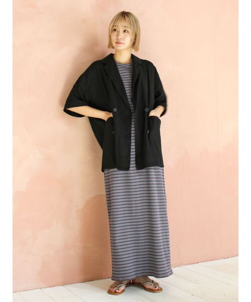 Ungrid（アングリッド）の「リネン混ハーフスリーブジャケット（テーラードジャケット・レディース・アイボリー/ブラック・FREE）」の6枚目の写真