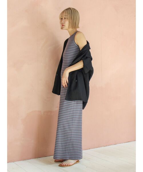 Ungrid（アングリッド）の「リネン混ハーフスリーブジャケット（テーラードジャケット・レディース・アイボリー/ブラック・FREE）」の8枚目の写真