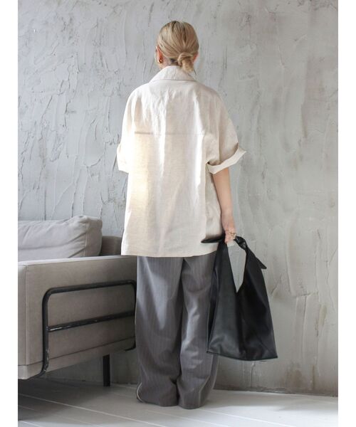 Ungrid（アングリッド）の「リネン混ハーフスリーブジャケット（テーラードジャケット・レディース・アイボリー/ブラック・FREE）」の21枚目の写真