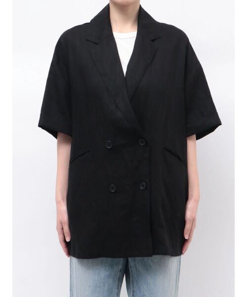 Ungrid（アングリッド）の「リネン混ハーフスリーブジャケット（テーラードジャケット・レディース・アイボリー/ブラック・FREE）」の22枚目の写真