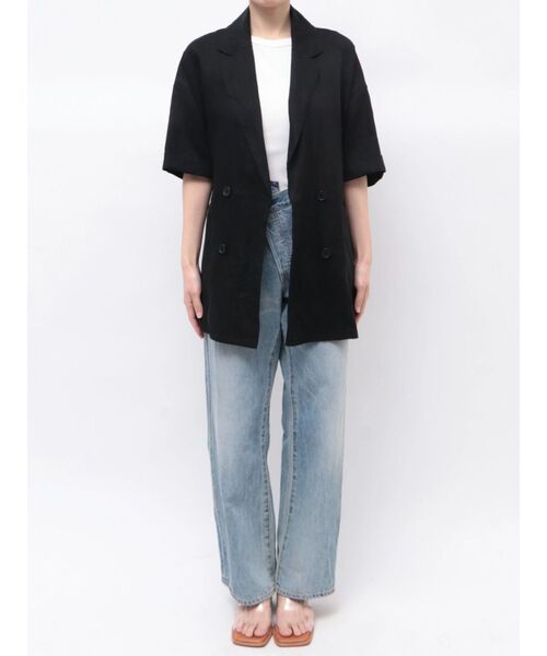 Ungrid（アングリッド）の「リネン混ハーフスリーブジャケット（テーラードジャケット・レディース・アイボリー/ブラック・FREE）」の13枚目の写真