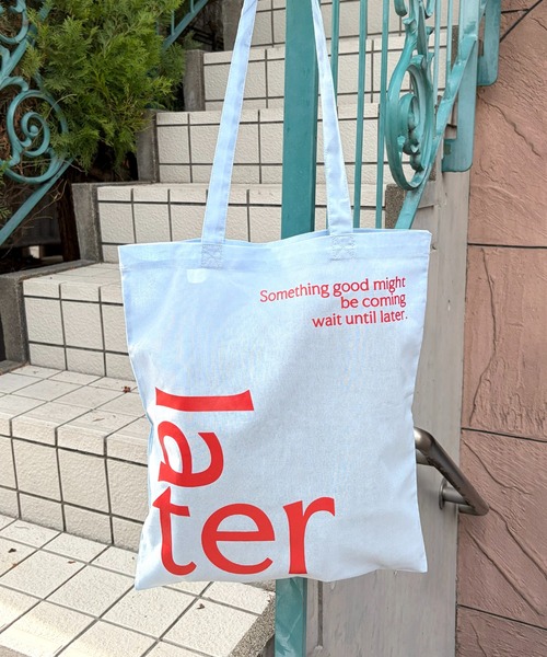 SETUP7（セットアップセブン）の「【THE READING ROOM PARIS】flat tote bag "later" グラフィックプリント フラットトートバッグ コットン（トートバッグ・レディース・ネイビー/ライトイエロー/スカイブルー/ホワイト・FREE）」の7枚目の写真