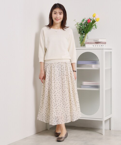 ITS'DEMO(イッツデモ)の「【縮みに強い/毛玉防止/洗濯機OK】タフニット リブ切替ニットプルオーバー(ニット/セーター・レディース・ブルー/オフホワイト/レッド系1/ブラック/ライトイエロー系・00)」の12枚目の写真