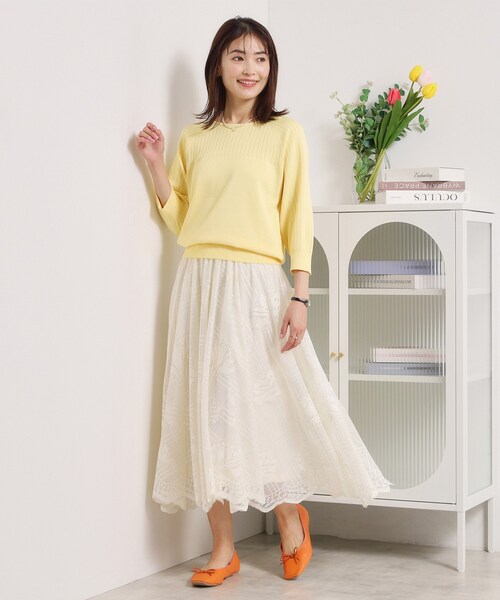 ITS'DEMO(イッツデモ)の「【縮みに強い/毛玉防止/洗濯機OK】タフニット リブ切替ニットプルオーバー(ニット/セーター・レディース・ブルー/オフホワイト/レッド系1/ブラック/ライトイエロー系・00)」の20枚目の写真