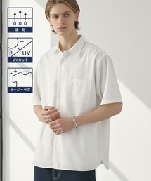 EASENCE（イーズエンス）の「【EASENCE】ハイツイステッドツイル ドライタッチ レギュラーカラー半袖シャツ<速乾/UVカット/イージーケア>（シャツ/ブラウス）」