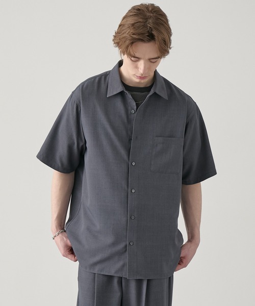EASENCE(イーズエンス)の「【EASENCE】ハイツイステッドツイル ドライタッチ レギュラーカラー半袖シャツ<速乾/UVカット/イージーケア>(シャツ/ブラウス・メンズ・グレイッシュベージュ/ライトブルー/ホワイト/チャコール/ネイビー・S/M/L/XL)」の22枚目の写真