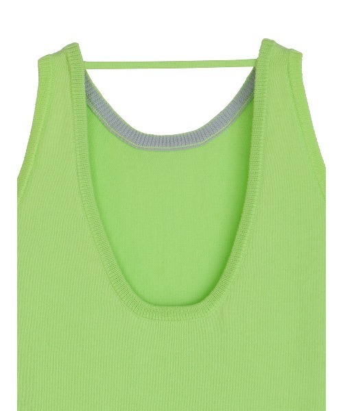 ameri 緑色 ニットタンクトップ LOW BASIC COMPACT KNIT TANK TOP（タンクトップ）｜Ameri（アメリ）の