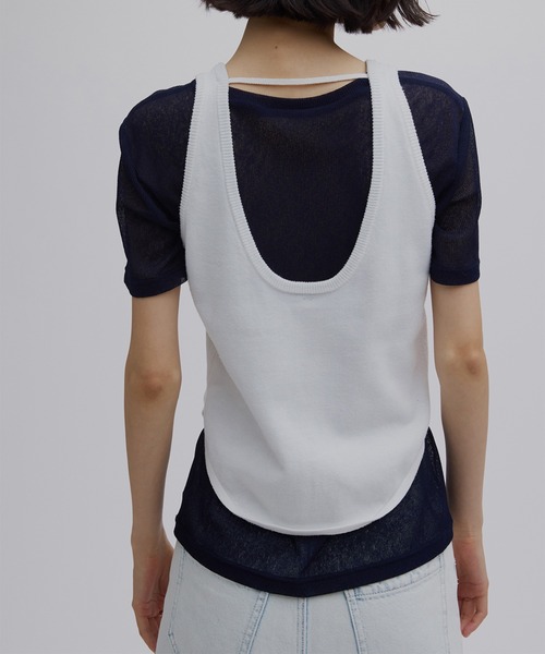 Ameri（アメリ）の「LOW BASIC COMPACT KNIT TANK TOP（タンクトップ・レディース・グリーン系その他/グレー/ピンク/ホワイト・FREE）」の15枚目の写真