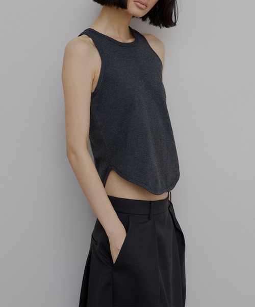 Ameri（アメリ）の「LOW BASIC COMPACT KNIT TANK TOP（タンクトップ・レディース・グリーン系その他/グレー/ピンク/ホワイト・FREE）」の17枚目の写真