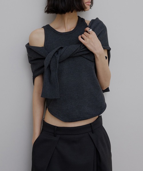 Ameri（アメリ）の「LOW BASIC COMPACT KNIT TANK TOP（タンクトップ・レディース・グリーン系その他/グレー/ピンク/ホワイト・FREE）」の21枚目の写真