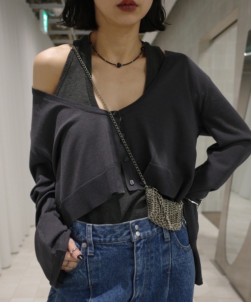 Ameri（アメリ）の「LOW BASIC COMPACT KNIT TANK TOP（タンクトップ・レディース・グリーン系その他/グレー/ピンク/ホワイト・FREE）」の6枚目の写真