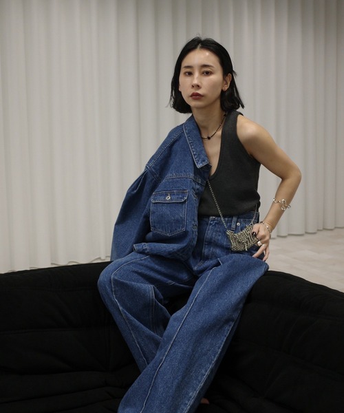 Ameri（アメリ）の「LOW BASIC COMPACT KNIT TANK TOP（タンクトップ・レディース・グリーン系その他/グレー/ピンク/ホワイト・FREE）」の8枚目の写真