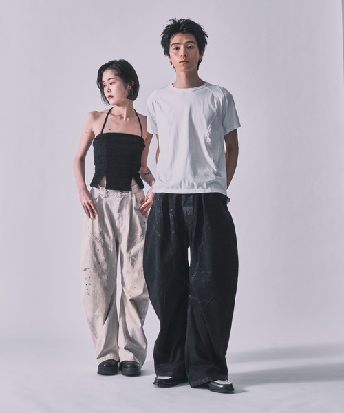 NVRFRGT（ネヴァーフォーゲット）の「duck curved pants wax vintage/カーブデザイン/ワックス加工/NVRFRGT（デニムパンツ・メンズ・ブラック・3/2/1）」の7枚目の写真