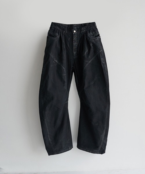 NVRFRGT（ネヴァーフォーゲット）の「duck curved pants wax vintage/カーブデザイン/ワックス加工/NVRFRGT（デニムパンツ・メンズ・ブラック・3/2/1）」の9枚目の写真