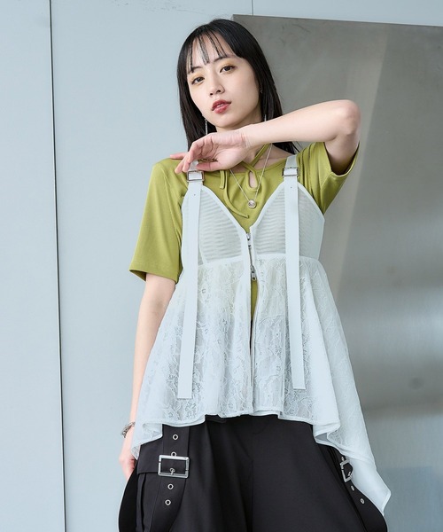 HARE（ハレ）の「レースキャミビスチェ(HARE)（キャミソール・レディース・ブラック/ホワイト・FREE）」の8枚目の写真