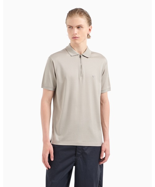 EMPORIO ARMANI(エンポリオアルマーニ)の「【エンポリオ アルマーニ】ASV ジップポロシャツ リヨセル混紡ジャージー(ポロシャツ・メンズ・グレー・MEDIUM/LARGE/XX-LARGE/X-SMALL/X-LARGE/SMALL)」の1枚目の写真