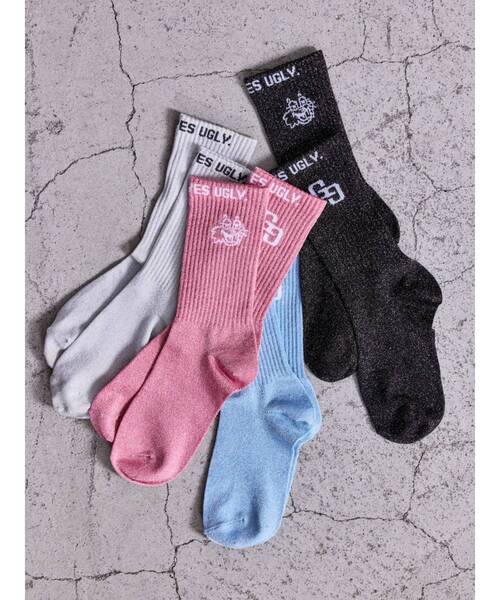 GYDA（ジェイダ）の「GG BUNNY FACEラメSOX（ソックス/靴下・レディース・ライトブルー/ブラック/オフホワイト/ピンク・FREE）」の18枚目の写真