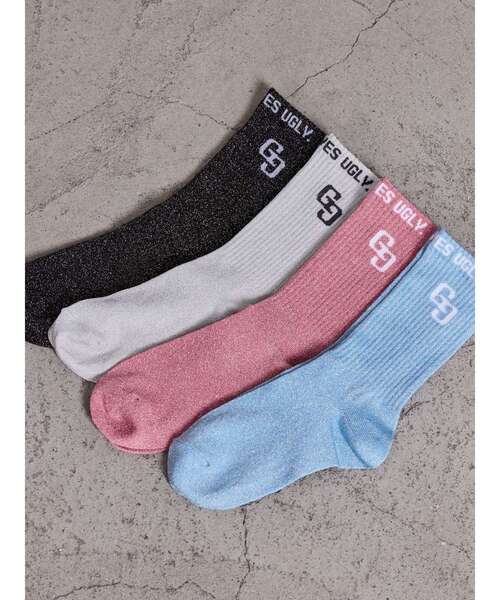 GYDA(ジェイダ)の「GG BUNNY FACEラメSOX(ソックス/靴下・レディース・ライトブルー/ブラック/オフホワイト/ピンク・FREE)」の7枚目の写真