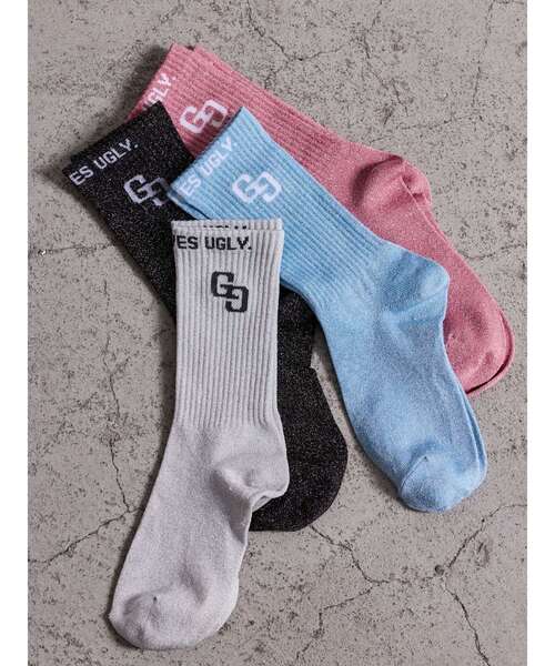 GYDA（ジェイダ）の「GG BUNNY FACEラメSOX（ソックス/靴下・レディース・ライトブルー/ブラック/オフホワイト/ピンク・FREE）」の10枚目の写真