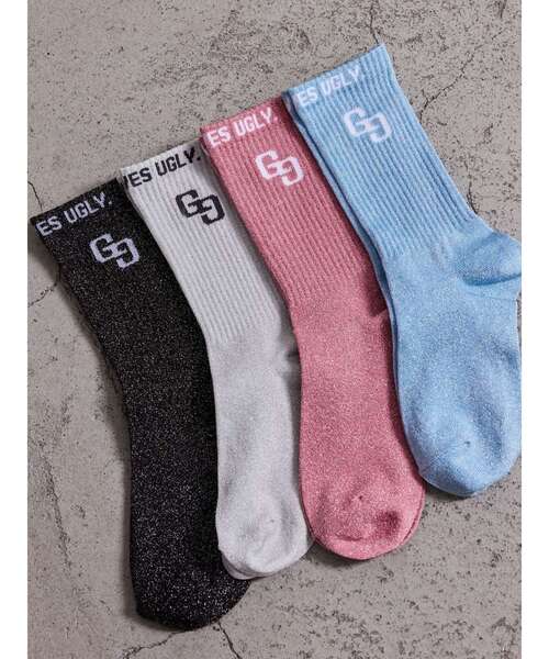 GYDA（ジェイダ）の「GG BUNNY FACEラメSOX（ソックス/靴下・レディース・ライトブルー/ブラック/オフホワイト/ピンク・FREE）」の11枚目の写真