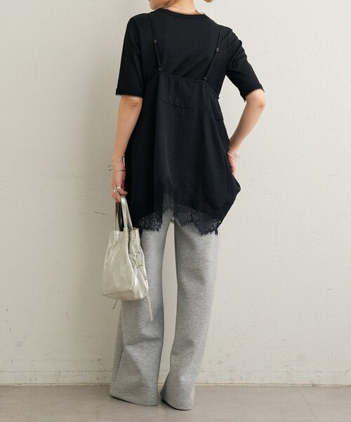 Omekashi（オメカシ）の「ラメリブ半袖ニット（ニット/セーター・レディース・グレー/ブラック・FREE）」の16枚目の写真