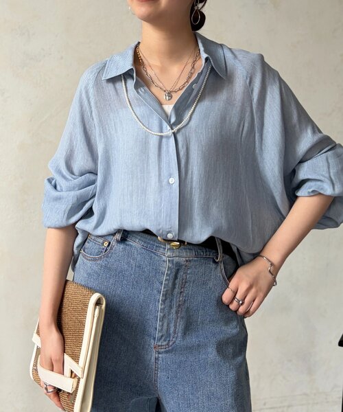 Chez toi(シェトワ)の「シアーデニムドルマンシャツ(シャツ/ブラウス・レディース・サックスブルー/チャコールグレー/インディゴブルー・FREE)」の3枚目の写真