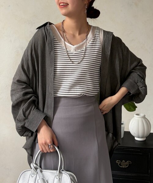 Chez toi(シェトワ)の「シアーデニムドルマンシャツ(シャツ/ブラウス・レディース・サックスブルー/チャコールグレー/インディゴブルー・FREE)」の13枚目の写真
