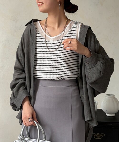 Chez toi(シェトワ)の「シアーデニムドルマンシャツ(シャツ/ブラウス・レディース・サックスブルー/チャコールグレー/インディゴブルー・FREE)」の14枚目の写真