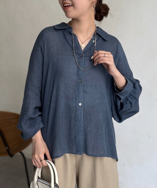 Chez toi(シェトワ)の「シアーデニムドルマンシャツ(シャツ/ブラウス・レディース・サックスブルー/チャコールグレー/インディゴブルー・FREE)」の22枚目の写真