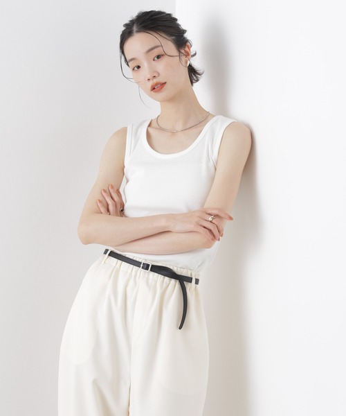 NANO universe（ナノユニバース）の「UVカット抗菌防臭吸水速乾イージーケアリブ タンクトップ（タンクトップ・レディース・ブラック/ホワイト/ライトグレー・FREE）」の21枚目の写真