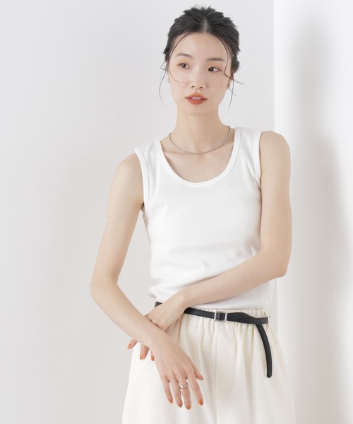 NANO universe（ナノユニバース）の「UVカット抗菌防臭吸水速乾イージーケアリブ タンクトップ（タンクトップ・レディース・ブラック/ホワイト/ライトグレー・FREE）」の22枚目の写真