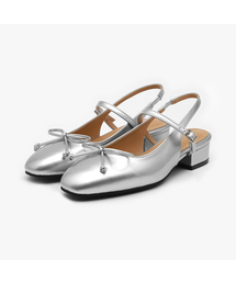 Bellua リボン スリングバック フラットシューズ (3cm)