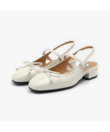 Bellua リボン スリングバック フラットシューズ (3cm)