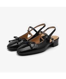 Bellua リボン スリングバック フラットシューズ (3cm)