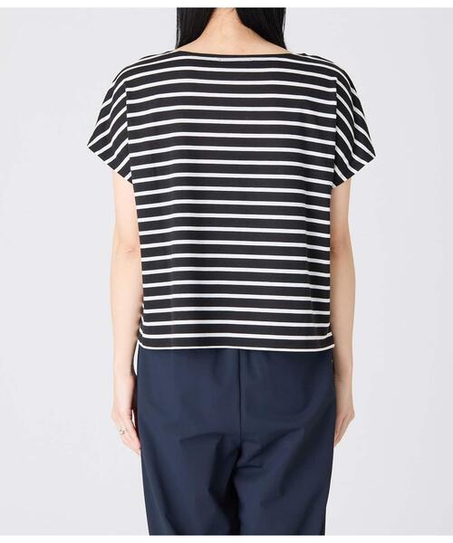 Park Slope NEWYORKER（パークスロープニューヨーカー）の「【接触冷感・優しい肌触り】ボーダーフレンチスリーブTシャツ（Tシャツ/カットソー・レディース・ブラック/ネイビー・フリー）」の22枚目の写真