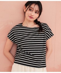 Park Slope NEWYORKER | 【接触冷感・優しい肌触り】ボーダーフレンチスリーブTシャツ(Tシャツ/カットソー)
